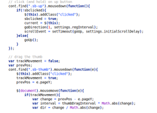 Screenshot of jQuery Scrollbars code